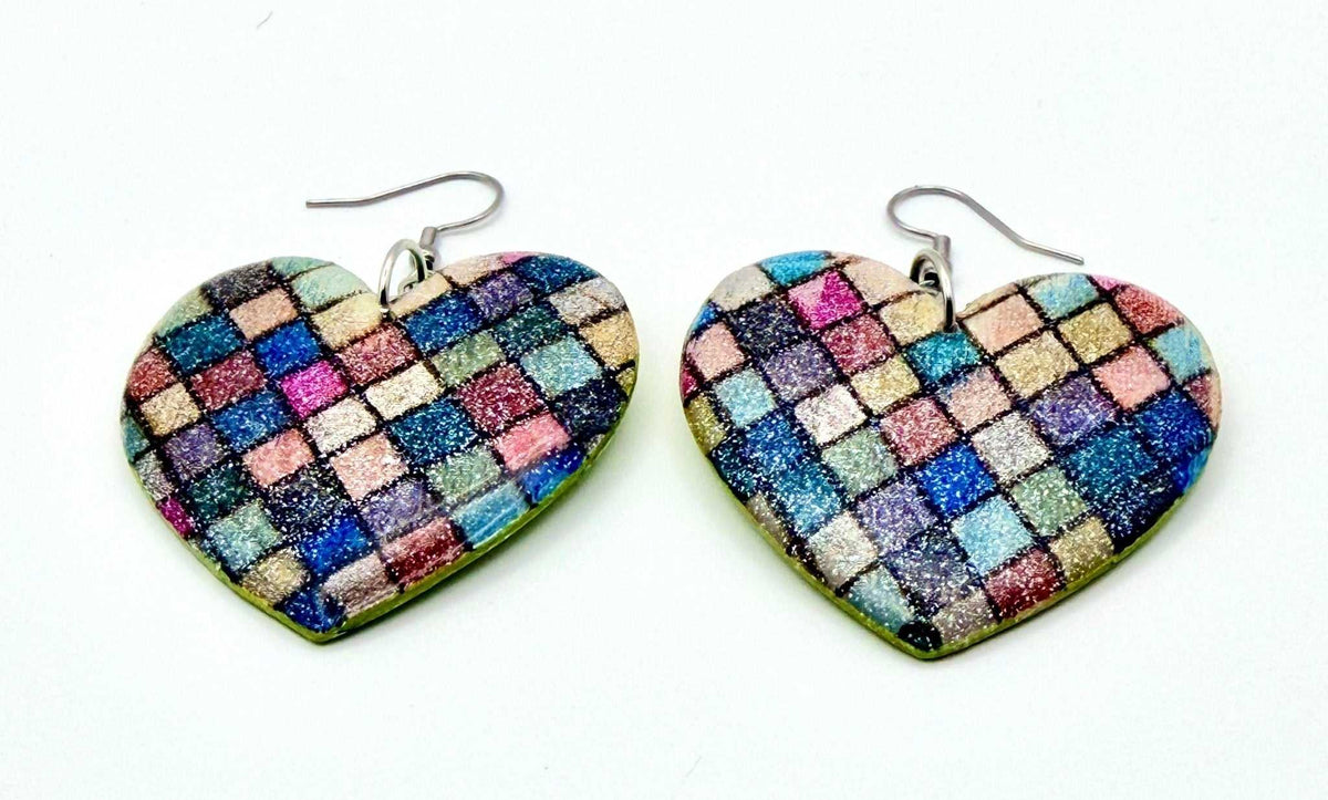 Colorful Glitter Heart Earrings - Stella Luca Creations