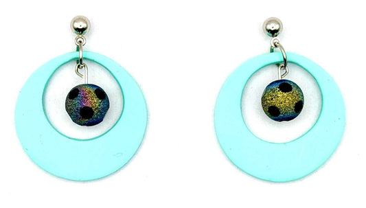 Aqua Iridescent Geometric Dangle Earrings - Stella Luca Creations