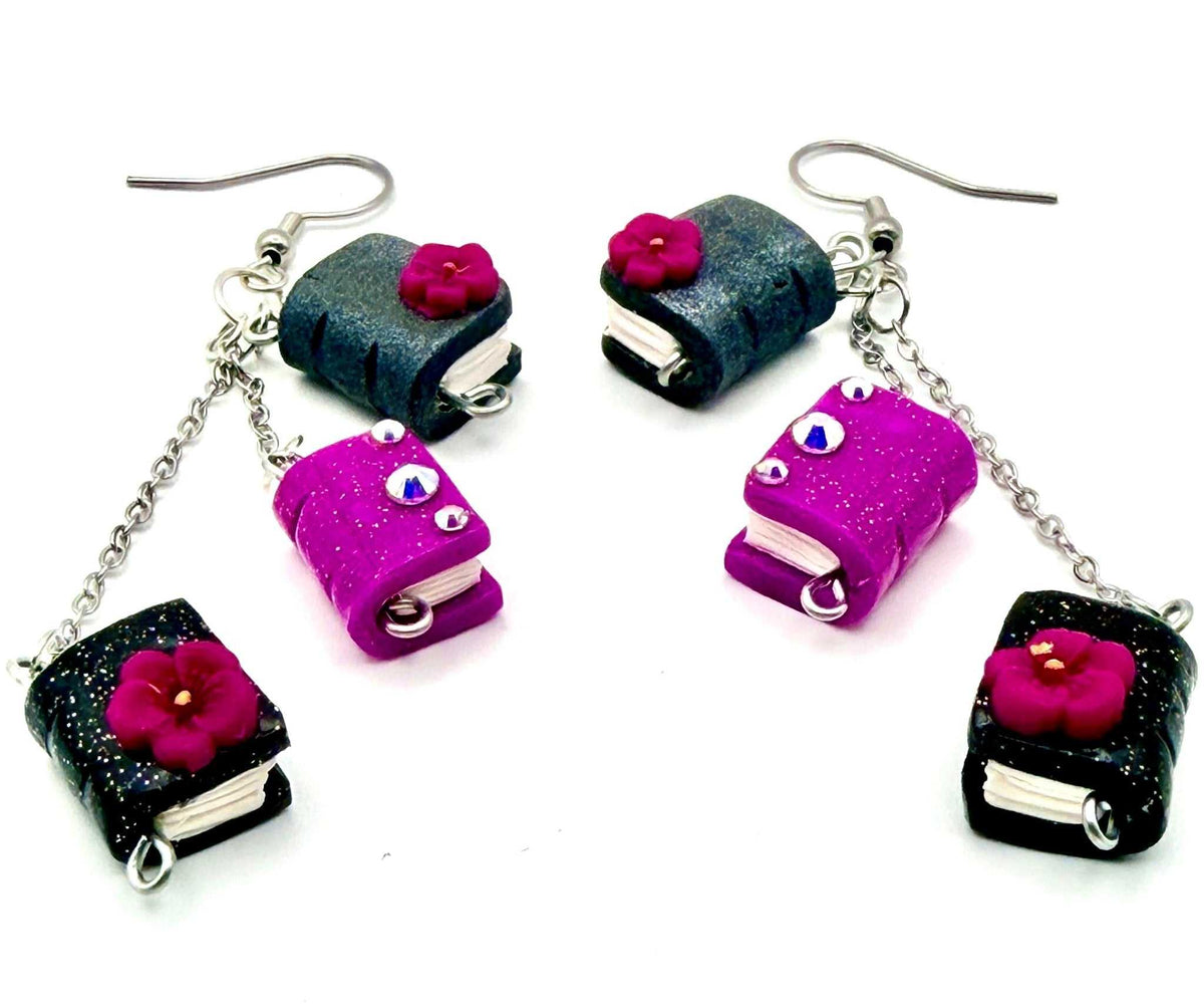 Miniature Book Flower Dangle Earrings - Stella Luca Creations