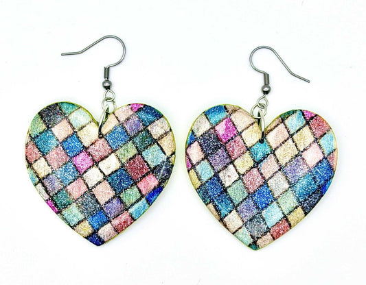 Colorful Glitter Heart Earrings - Stella Luca Creations