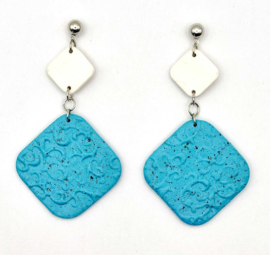 Turquoise & White Geometric Earrings - Stella Luca Creations