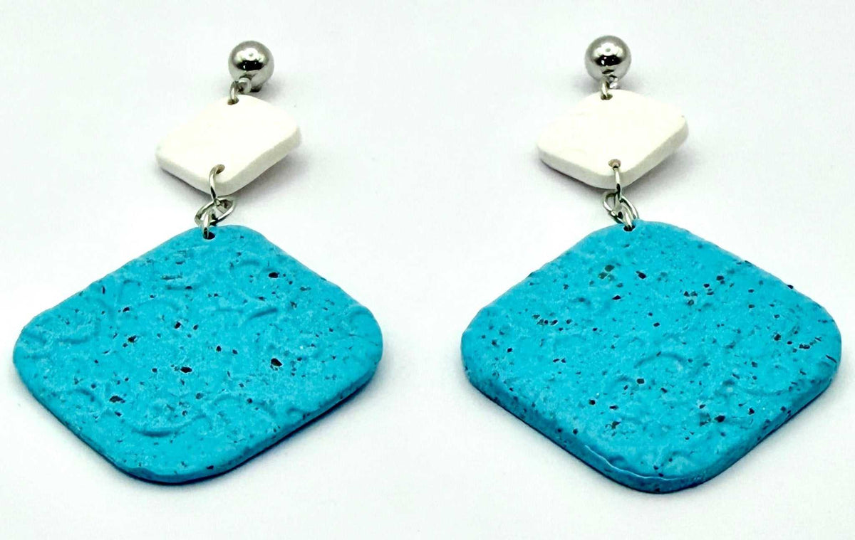 Turquoise & White Geometric Earrings - Stella Luca Creations