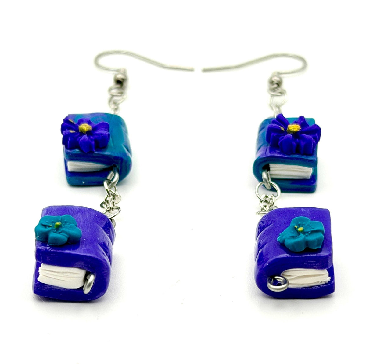 Purple and Blue Double Book Dangle Earrings - Stella Luca Creations