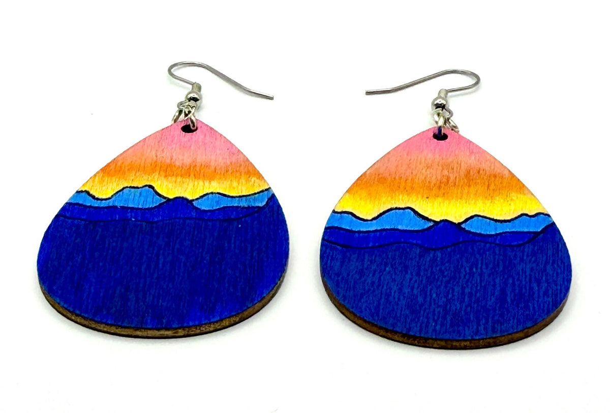 Hand Painted Mountain Sunset Earrings - Stella Luca Creations