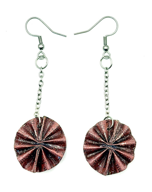 Pink Circle Page Earrings-Made from Upcycled Book Pages - Stella Luca Creations