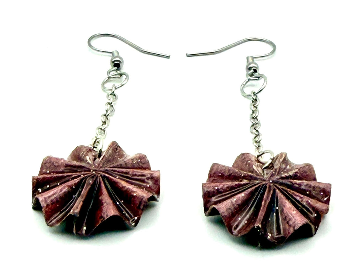 Pink Circle Page Earrings-Made from Upcycled Book Pages - Stella Luca Creations